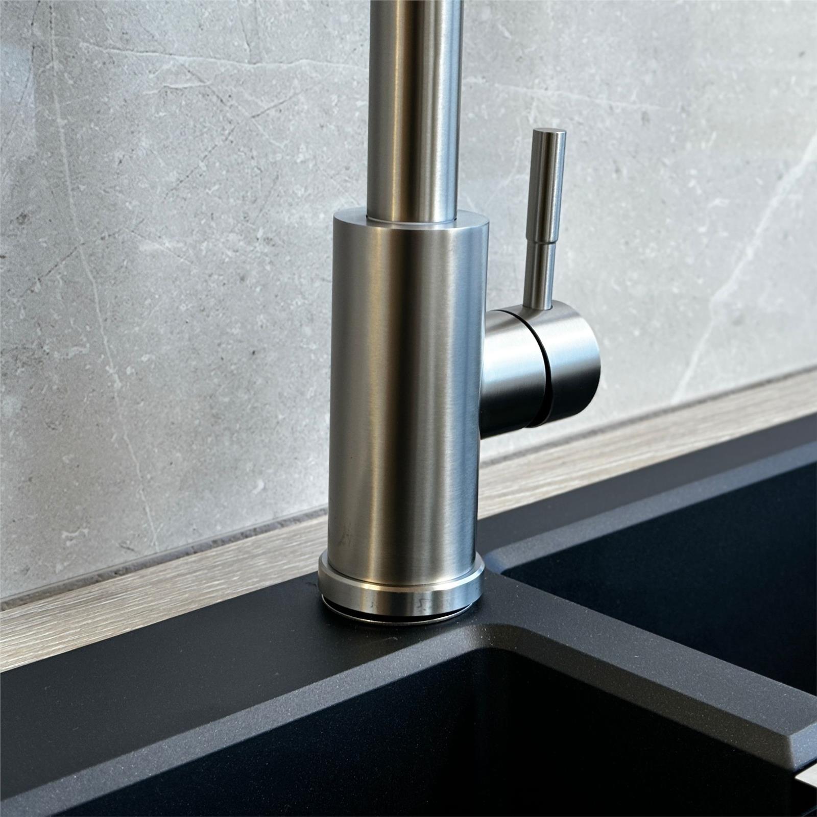 Liquida CT454BS Single Lever Pull Out Brushed Steel Kitchen Mixer Tap